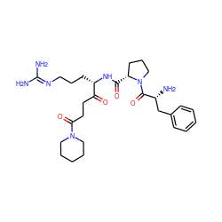 NC(N)=NCCC[C@H](NC(=O)[C@@H]1CCCN1C(=O)[C@H](N)Cc1ccccc1)C(=O)CCC(=O)N1CCCCC1 ZINC000084409960