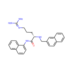 NC(N)=NCCC[C@H](NCc1ccc2ccccc2c1)C(=O)Nc1cccc2ccccc12 ZINC000095539354