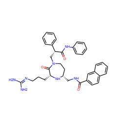 NC(N)=NCCC[C@H]1N[C@@H](CNC(=O)c2ccc3ccccc3c2)CCN(C[C@@H](C(=O)Nc2ccccc2)c2ccccc2)C1=O ZINC000216534982