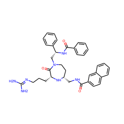 NC(N)=NCCC[C@H]1N[C@@H](CNC(=O)c2ccc3ccccc3c2)CCN(C[C@@H](NC(=O)c2ccccc2)c2ccccc2)C1=O ZINC000206899200