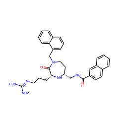 NC(N)=NCCC[C@H]1N[C@@H](CNC(=O)c2ccc3ccccc3c2)CCN(Cc2cccc3ccccc23)C1=O ZINC000206913219