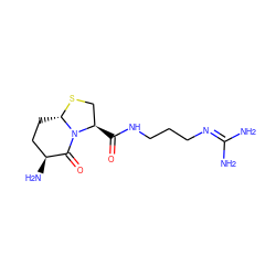 NC(N)=NCCCNC(=O)[C@@H]1CS[C@H]2CC[C@H](N)C(=O)N21 ZINC000013781162