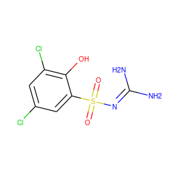 NC(N)=NS(=O)(=O)c1cc(Cl)cc(Cl)c1O ZINC000013808054