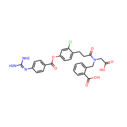 NC(N)=Nc1ccc(C(=O)Oc2ccc(CCC(=O)N(CC(=O)O)Cc3ccccc3C(=O)O)c(Cl)c2)cc1 ZINC000206940037