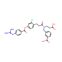 NC(N)=Nc1ccc(C(=O)Oc2ccc(CCC(=O)N(CCC(=O)O)Cc3cccc(C(=O)O)c3)c(Cl)c2)cc1 ZINC000206938321