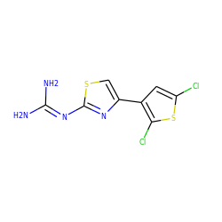 NC(N)=Nc1nc(-c2cc(Cl)sc2Cl)cs1 ZINC000019880201