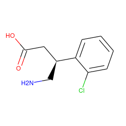 NC[C@@H](CC(=O)O)c1ccccc1Cl ZINC000013823784