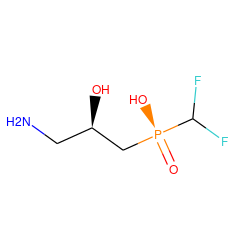 NC[C@@H](O)C[P@](=O)(O)C(F)F ZINC000013742957