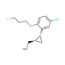 NC[C@@H]1C[C@H]1c1cc(Cl)ccc1OCCCF ZINC000299851239