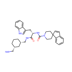 NC[C@@H]1CCC[C@H](CNC(=O)[C@H](Cc2c[nH]c3ccccc23)NC(=O)N2CCC3(C=Cc4ccccc43)CC2)C1 ZINC000026273247