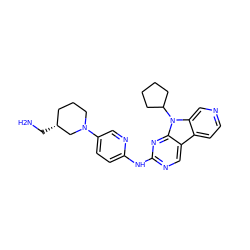 NC[C@@H]1CCCN(c2ccc(Nc3ncc4c5ccncc5n(C5CCCC5)c4n3)nc2)C1 ZINC000169706636