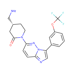 NC[C@@H]1CCN(c2ccc3ncc(-c4cccc(OC(F)(F)F)c4)n3n2)C(=O)C1 ZINC000113134481