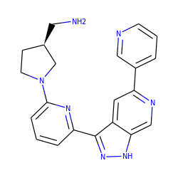 NC[C@@H]1CCN(c2cccc(-c3n[nH]c4cnc(-c5cccnc5)cc34)n2)C1 ZINC000205247206