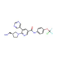 NC[C@@H]1CCN(c2ncc(C(=O)Nc3ccc(OC(F)(F)Cl)cc3)cc2-c2cncnc2)C1 ZINC000224309023