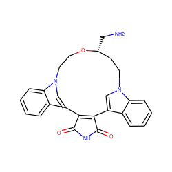 NC[C@@H]1CCn2cc(c3ccccc32)C2=C(C(=O)NC2=O)c2cn(c3ccccc23)CCO1 ZINC000013604307