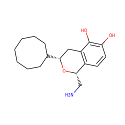 NC[C@@H]1O[C@H](C2CCCCCCC2)Cc2c1ccc(O)c2O ZINC000013823832