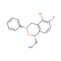 NC[C@@H]1O[C@H](c2ccccc2)Cc2c1ccc(Br)c2O ZINC000013824664