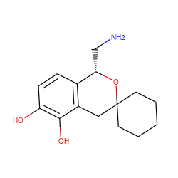 NC[C@@H]1OC2(CCCCC2)Cc2c1ccc(O)c2O ZINC000013823830