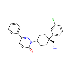 NC[C@]1(c2cccc(Cl)c2)CC[C@@H](n2nc(-c3ccccc3)ccc2=O)CC1 ZINC000146290289