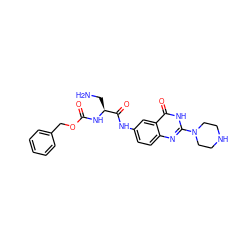 NC[C@H](NC(=O)OCc1ccccc1)C(=O)Nc1ccc2nc(N3CCNCC3)[nH]c(=O)c2c1 ZINC000653724644