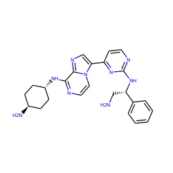 NC[C@H](Nc1nccc(-c2cnc3c(N[C@H]4CC[C@H](N)CC4)nccn23)n1)c1ccccc1 ZINC000261170114