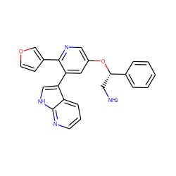 NC[C@H](Oc1cnc(-c2ccoc2)c(-c2c[nH]c3ncccc23)c1)c1ccccc1 ZINC000095920830