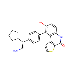 NC[C@H](c1ccc(-c2c(O)ccc3[nH]c(=O)c4sccc4c23)cc1)C1CCCC1 ZINC000164926922