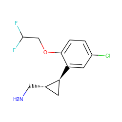 NC[C@H]1C[C@@H]1c1cc(Cl)ccc1OCC(F)F ZINC000299853489