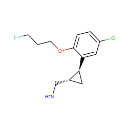 NC[C@H]1C[C@@H]1c1cc(Cl)ccc1OCCCF ZINC000299851240