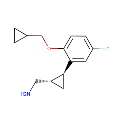 NC[C@H]1C[C@@H]1c1cc(F)ccc1OCC1CC1 ZINC000072316172