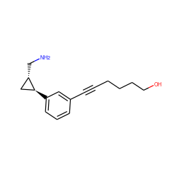 NC[C@H]1C[C@@H]1c1cccc(C#CCCCCO)c1 ZINC000040913335