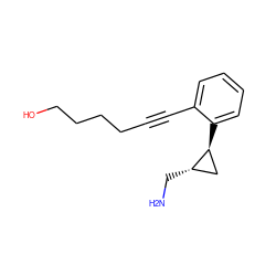 NC[C@H]1C[C@@H]1c1ccccc1C#CCCCCO ZINC000040913333