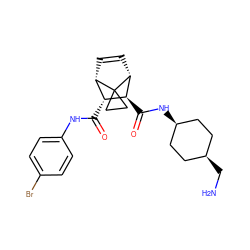 NC[C@H]1CC[C@@H](NC(=O)[C@H]2[C@H](C(=O)Nc3ccc(Br)cc3)[C@@H]3C=C[C@H]2C32CC2)CC1 ZINC000653778066