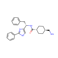 NC[C@H]1CC[C@H](C(=O)N[C@@H](Cc2ccccc2)c2c[nH]c(-c3ccccc3)n2)CC1 ZINC000299840947