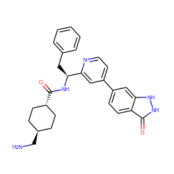 NC[C@H]1CC[C@H](C(=O)N[C@@H](Cc2ccccc2)c2cc(-c3ccc4c(=O)[nH][nH]c4c3)ccn2)CC1 ZINC000653721777