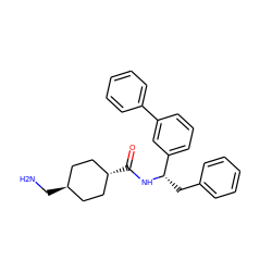 NC[C@H]1CC[C@H](C(=O)N[C@@H](Cc2ccccc2)c2cccc(-c3ccccc3)c2)CC1 ZINC000299869559