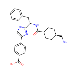 NC[C@H]1CC[C@H](C(=O)N[C@@H](Cc2ccccc2)c2nc(-c3ccc(C(=O)O)cc3)c[nH]2)CC1 ZINC000299827345