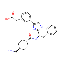 NC[C@H]1CC[C@H](C(=O)N[C@@H](Cc2ccccc2)c2nc(-c3cccc(CC(=O)O)c3)c[nH]2)CC1 ZINC000299839119