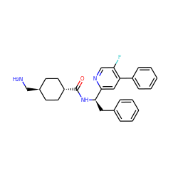 NC[C@H]1CC[C@H](C(=O)N[C@H](Cc2ccccc2)c2cc(-c3ccccc3)c(F)cn2)CC1 ZINC000299871622