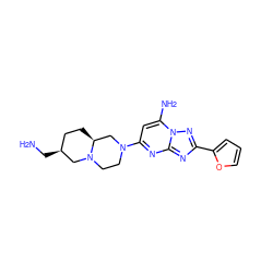 NC[C@H]1CC[C@H]2CN(c3cc(N)n4nc(-c5ccco5)nc4n3)CCN2C1 ZINC000013585775