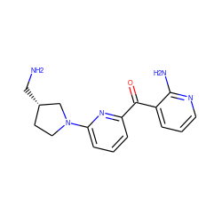 NC[C@H]1CCN(c2cccc(C(=O)c3cccnc3N)n2)C1 ZINC000084758124