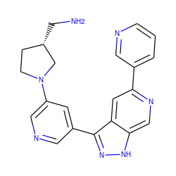 NC[C@H]1CCN(c2cncc(-c3n[nH]c4cnc(-c5cccnc5)cc34)c2)C1 ZINC000205251002