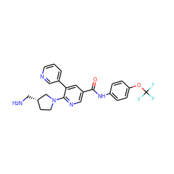 NC[C@H]1CCN(c2ncc(C(=O)Nc3ccc(OC(F)(F)F)cc3)cc2-c2cccnc2)C1 ZINC001772658156