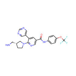 NC[C@H]1CCN(c2ncc(C(=O)Nc3ccc(OC(F)(F)F)cc3)cc2-c2cncnc2)C1 ZINC000224394182