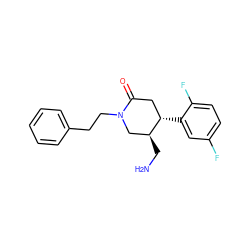 NC[C@H]1CN(CCc2ccccc2)C(=O)C[C@@H]1c1cc(F)ccc1F ZINC000169312415