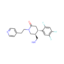 NC[C@H]1CN(CCc2ccncc2)C(=O)C[C@@H]1c1cc(F)c(F)cc1F ZINC000169312424