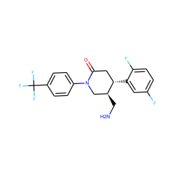 NC[C@H]1CN(c2ccc(C(F)(F)F)cc2)C(=O)C[C@@H]1c1cc(F)ccc1F ZINC000169312403