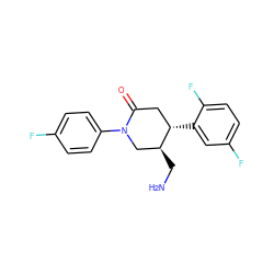 NC[C@H]1CN(c2ccc(F)cc2)C(=O)C[C@@H]1c1cc(F)ccc1F ZINC000169312400