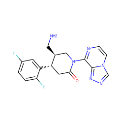 NC[C@H]1CN(c2nccn3cnnc23)C(=O)C[C@@H]1c1cc(F)ccc1F ZINC000169312413