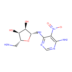 NC[C@H]1O[C@@H](Nc2ncnc(N)c2[N+](=O)[O-])[C@H](O)[C@@H]1O ZINC000003949239